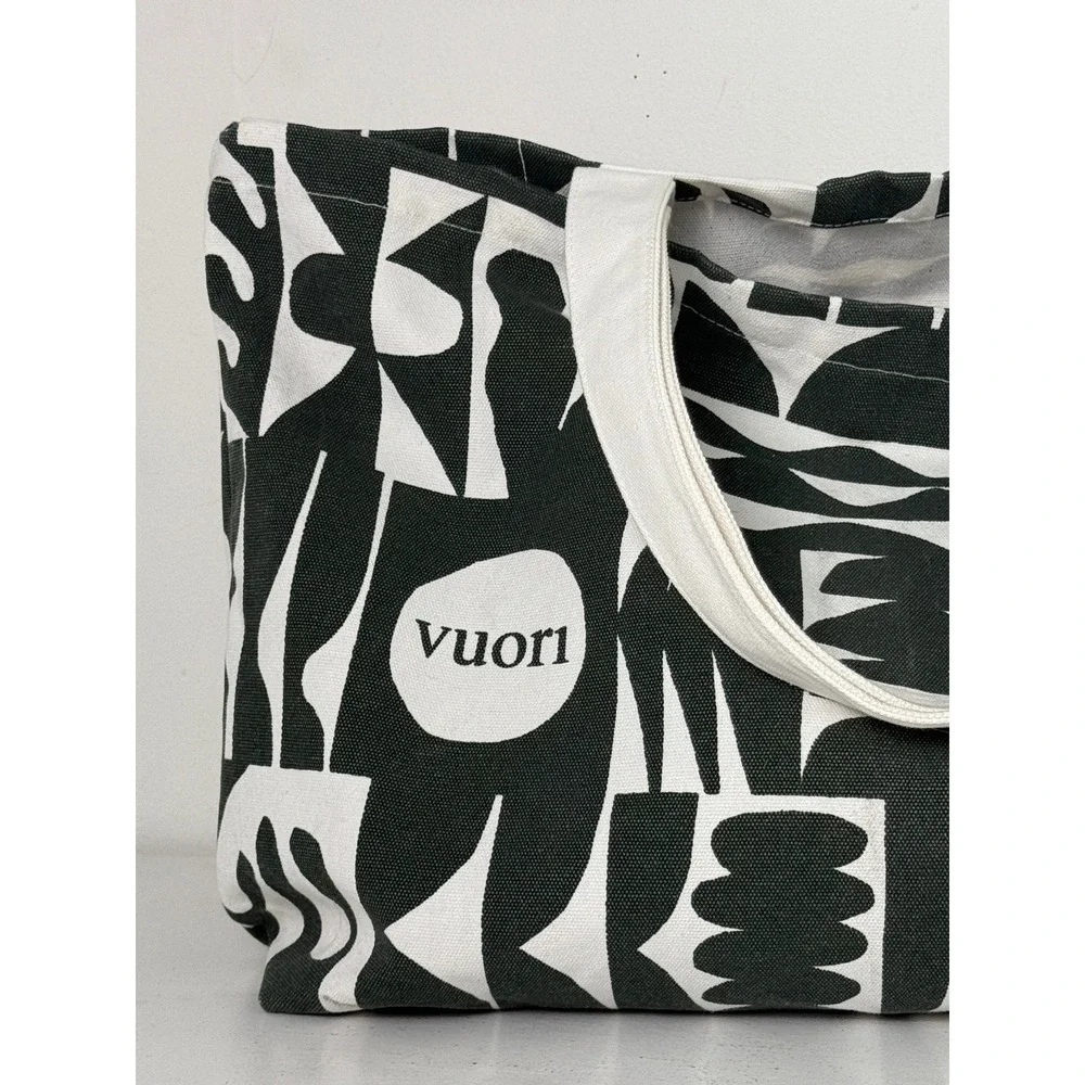 Vuori Canvas Tote Bag Black White Abstract Geometric Large Gym Beach Bag